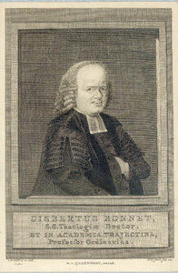 38824 Portret van G. Bonnet, geboren 1723, hoogleraar in de theologie aan de Utrechtse hogeschool (1761-1805), ...
