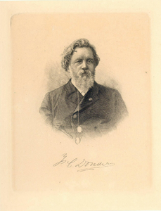 38875 Portret van F.C. Donders, geboren 1818, hoogleraar in de oogheelkunde aan de Utrechtse hogeschool (1847-1888), ...