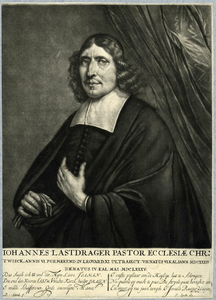 31957 Portret van Johannes Lastdrager, geboren 1634, predikant te Utrecht (1678-1685), overleden 1685. Te halve lijve ...
