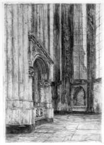 36996 Interieur van de Domkerk te Utrecht: de kooromgang uit het noorden met het Heilig Graf, in ...