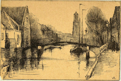39409 Gezicht op de Vecht met de Knollenbrug te Utrecht, uit het noordwesten.01-01-1883-31-12-1883