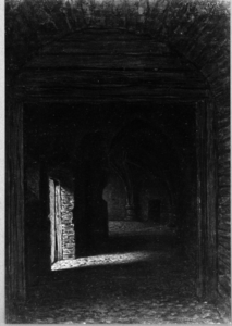 30944 Gezicht in het noordwestelijke bastion van kasteel Vredenburg te Utrecht.