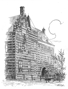 35480 Gezicht op de voorgevel van Paushuize aan de Kromme Nieuwegracht te Utrecht uit het zuidwesten.N.B. Het adres van ...