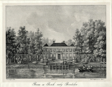 201132 Gezicht over de Vecht bij Breukelen op het huis Boom en Bosch en de tuin voor het huis.01-01-1835-31-12-1836