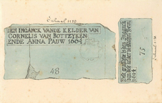 31190 Afbeelding van twee grafstenen in de Jacobikerk te Utrecht, één met de namen Cornelis van Botteyken en Anna Pauw ...