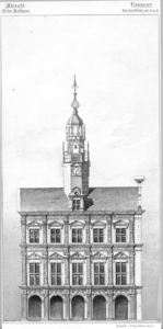 31316 Afbeelding van de voorgevel van het huis Hasenberg aan de Stadhuisbrug te Utrecht.01-01-1547-31-12-1600