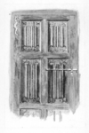37689 Afbeelding van een gotisch deurtje met briefpanelen en ijzeren beslag, afkomstig uit de St.-Paulusabdij te Utrecht.