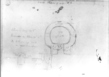 36749 Schets van de plattegrond van de waltoren de Bok en een gedeelte van de stadsmuur te Utrecht met aantekeningen en ...