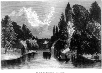 36890 Gezicht over de stadsbuitengracht te Utrecht op het singelplantsoen met op de achtergrond de gebouwen van het ...