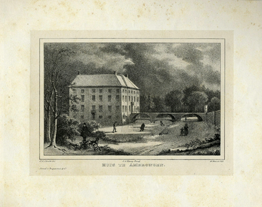 201072 Gezicht op het kasteel Amerongen te Amerongen in de winter, uit het zuidoosten.01-01-1840-31-12-1841