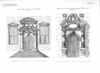 31305 Links: afbeelding van de hoofdpoort van de Statenkamer aan het Janskerkhof te Utrecht.Rechts: afbeelding van de ...