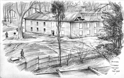 36839 Gezicht op de bunker op het Servaasbolwerk te Utrecht uit het noordwesten, met op de achtergrond het plantsoen op ...