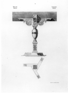 31430 Afbeelding van een renaissance lessenaar op een hoge staande voet, geëxposeerd in het Stedelijk Museum van ...