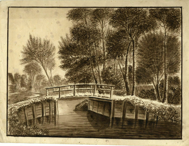 200986 Gezicht op een bruggetje over een water te Zeist.