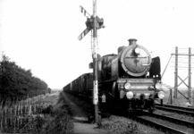 160763 Afbeelding van de stoomlocomotief nr. 3901 (serie 3900) de N.S. met een stoptrein nabij Diemen.
