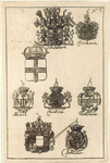 38697 Afbeelding van de wapens van de afgevaardigden Schönborn, Fischern, Salisch, Fantoni, Edelsheim en Bothmer, ...