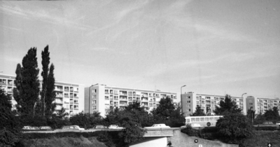 84156 Gezicht op de flatgebouwen aan de Karel Doormanlaan te Utrecht, vanaf de Berekuil, uit het zuidoosten.