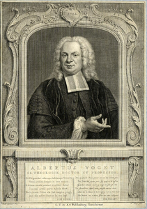 32188 Portret van Albertus Voget, geboren 1695, hoogleraar in de theologie aan de Utrechtse hogeschool (1735-1771), ...