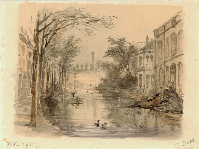 36097 Gezicht over de stadsbuitengracht te Utrecht uit het westen, met links de huizen aan de Wittevrouwensingel en ...