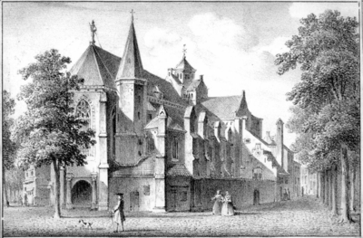 37295 Gezicht op de Mariaplaats met de Mariakerk te Utrecht uit het noordoosten.01-01-1744-31-12-1744