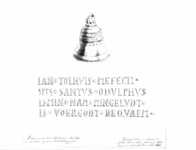 31604 Afbeelding van de klok St. Odulphus van de Wittevrouwenpoort te Utrecht, met daaronder het randschrift: IAN * ...