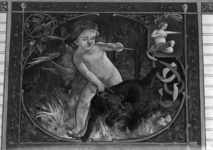 156694 Afbeelding van een allegorische wandschildering voorstellende de maand november in het trappenhuis van de ...