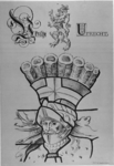31202 Afbeelding van een gedeelte van de rechter schildhouder van het provinciale wapen op het beschilderde glasraam in ...
