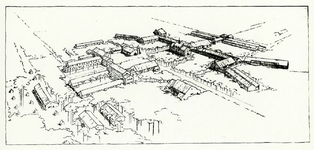 92264 Overzicht van het gebouwencomplex van het sanatorium Berg en Bosch te Bilthoven (gemeente De Bilt).N.B. Niet ...