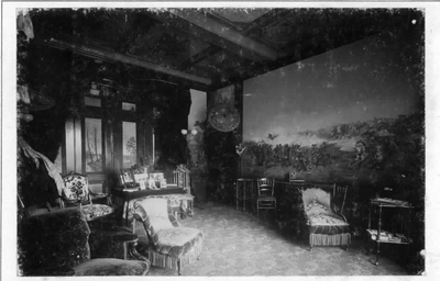 65051 Interieur van het pand Nieuwegracht 49 te Utrecht: gedecoreerde kamer (destijds bewoond door de decoratieschilder ...