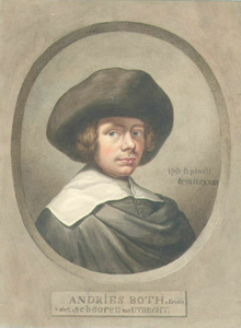 31811 Portret van Andries Both, geboren Utrecht 1606/12, kunstschilder te Utrecht, overleden Venetië 1642. Borstbeeld ...