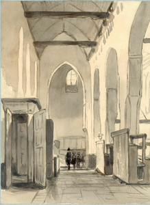 37521 Interieur van de Geertekerk te Utrecht: de noordelijke zijbeuk gezien uit het westen.