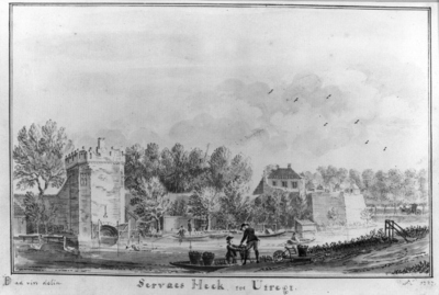 36398 Gezicht vanaf de singel over de stadsbuitengracht op de stadswal te Utrecht uit het zuidoosten, met de toren op ...