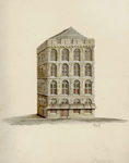 35823 Afbeelding van de zijgevel aan de Ganzenmarkt van het huis Keyserrijk te Utrecht in zijn vroegere vorm.N.B. Het ...