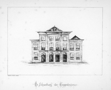 38228 Afbeelding van de voorgevel van de stadsschouwburg op het Vredenburg te Utrecht.01-01-1797-31-12-1807