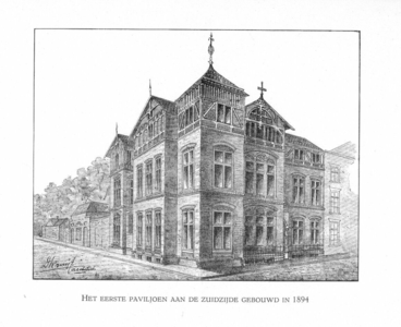 38420 Gezicht op de uitbreiding van het Diakonessenhuis (Achter Twijnstraat B 124-128) te Utrecht op de hoek van de ...