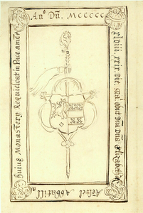 37752 Afbeelding van de grafzerk van de abdis van de St.-Servaasabdij te Utrecht, Elisabeth van Aemstel (overleden 1548).