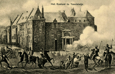 12389 Gezicht op het Kasteel IJsselstein, tijdens een belegering.