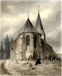 206198 Gezicht vanaf het kerkhof op de Nederlands Hervormde kerk te Maarssen uit het oosten, met op de voorgrond twee ...