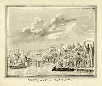 200902 Gezicht vanaf de Vaartsche Rijn op het dorp Vreeswijk met op de achtergrond de sluis.
