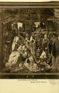 121509 Afbeelding van het in ca. 1520 vervaardigde schilderij Aanbidding der koningen, uit de collectie van het ...