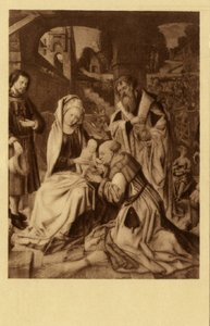 121488 Afbeelding van het in ca. 1520 vervaardigde schilderij Aanbidding der koningen, uit de collectie van het ...