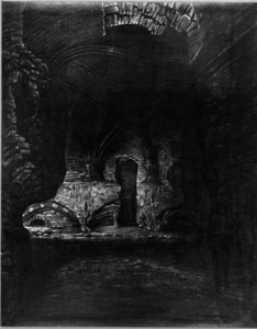 30943 Gezicht in het zuidwestelijke bastion van kasteel Vredenburg te Utrecht.