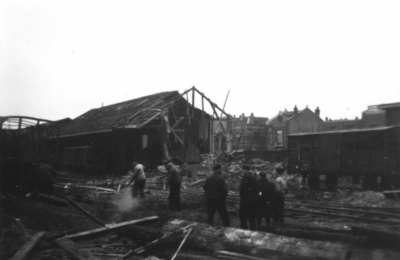 162147 Gezicht op het tijdens het bombardement van 22 februari 1944 vernielde emplacement te Nijmegen.