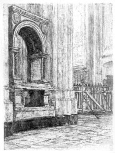 37012 Interieur van de Domkerk te Utrecht: de kooromgang uit het noordoosten met het Heilig Graf, in ...