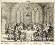 38688 Voorstelling van het sluiten van de Unie van Utrecht op 23 januari 1579.