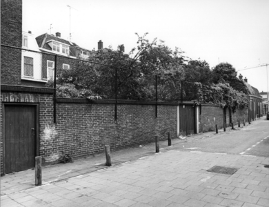 71986 Gezicht op de tuinmuur van de panden Catharijnesingel 111-112-113, gelegen tussen de panden Veerstraat 12 (geheel ...