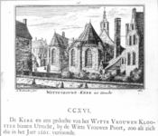 37757 Gezicht op de vervallen kerk van het Wittevrouwenklooster te Utrecht.