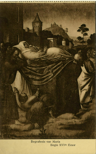 121506 Afbeelding van het, eind 15e vervaardigde schilderij Uitvaart van Maria door de apostelen uit de collectie van ...