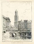 38562 Gezicht op de Oudegracht met de Stadhuisbrug te Utrecht uit het noordwesten, met links het stadhuis, rechts de ...