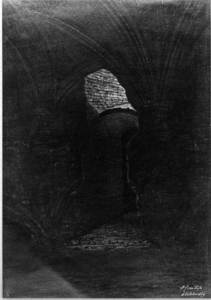 30945 Gezicht in het zuidwestelijke bastion van kasteel Vredenburg te Utrecht.